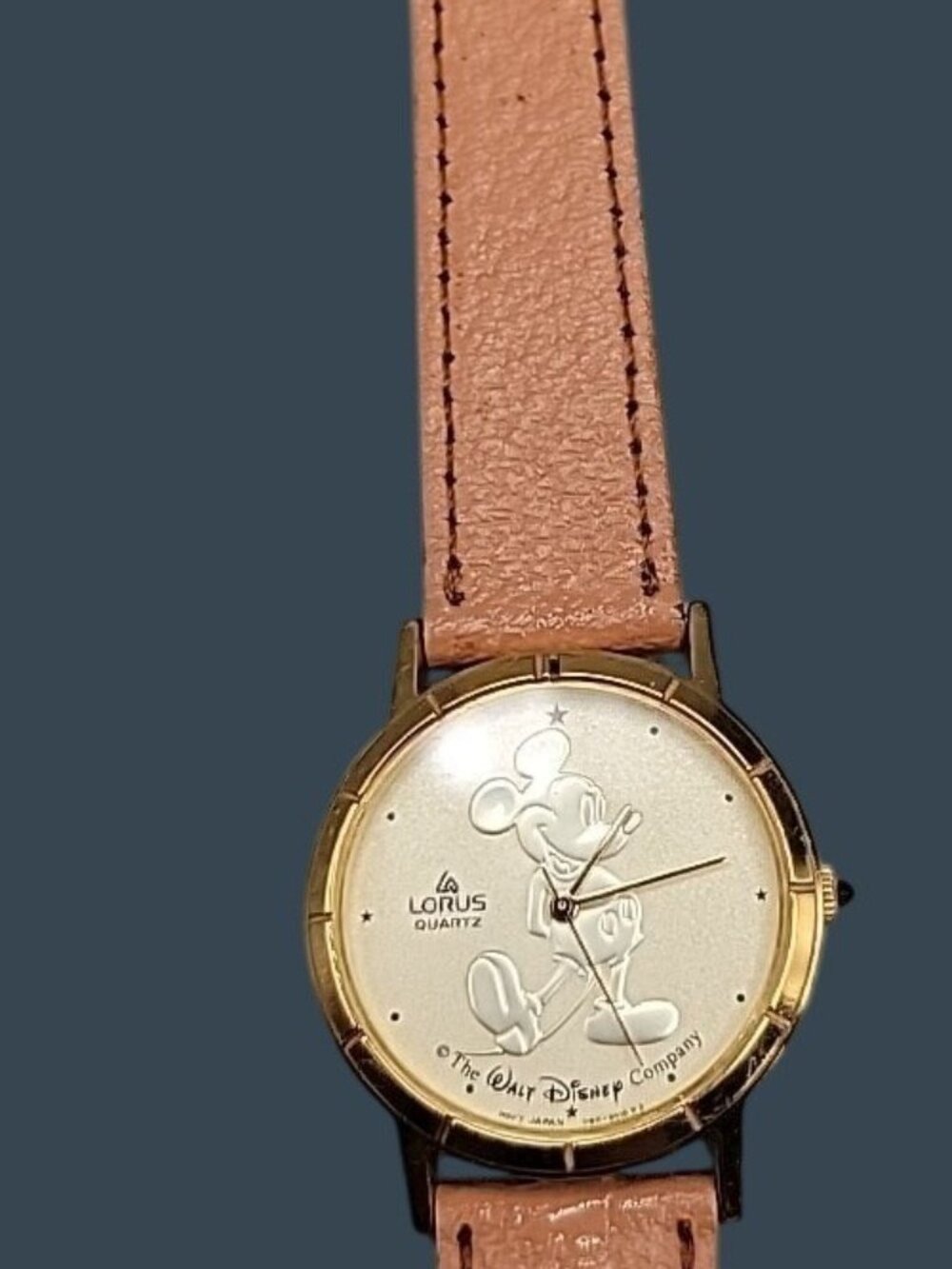 Vtg Lorus Seiko Mickey Mouse Quartz Watch V811-5410 Gold Tone 7" Leather Band - Picture 5 of 16